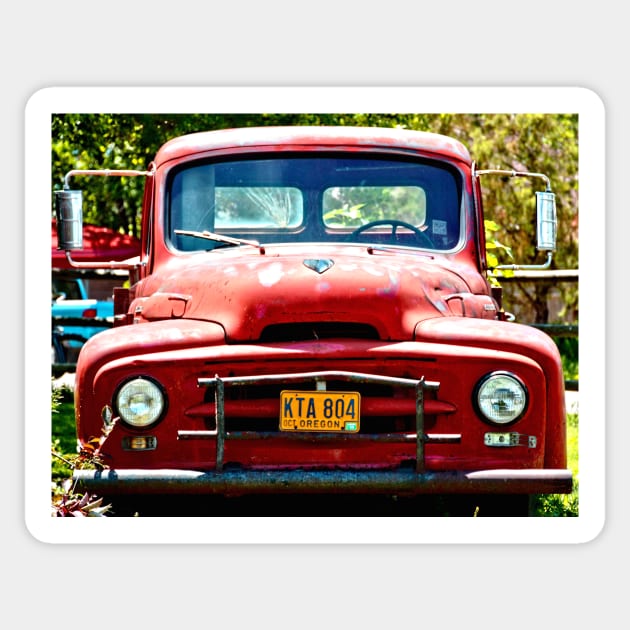 Old Red Farm Truck Sticker by Scubagirlamy